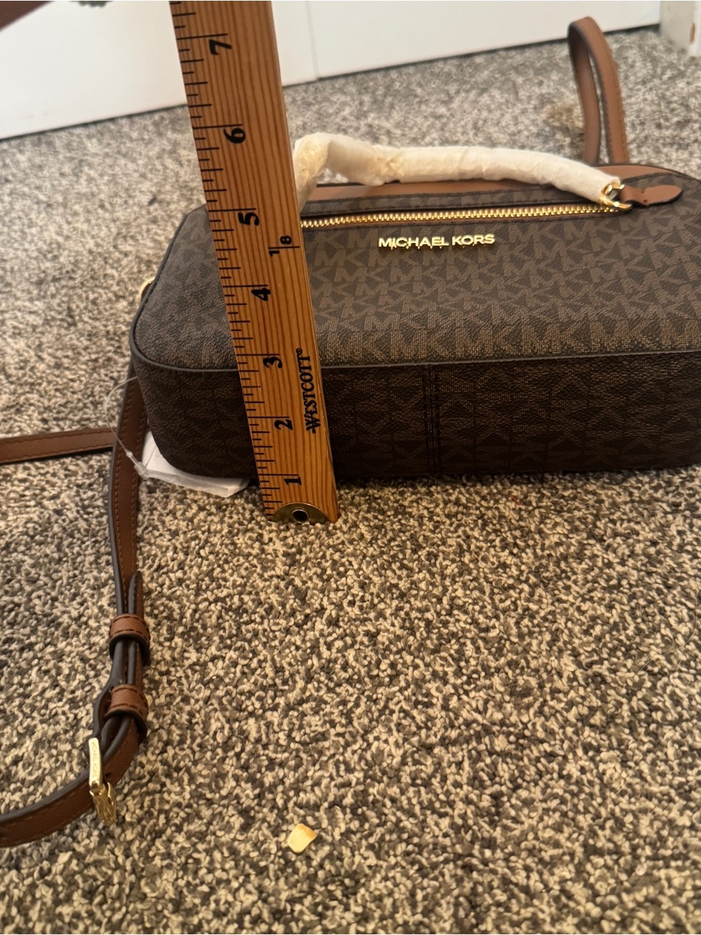 Michael Kors Jet Set Large Logo Crossbody Bag Brown MK Signature NWT - Picture 13 of 13